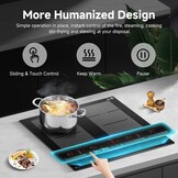 AMZCHEF Inductiekookplaat 60 cm met 2 flexzones, 4 zones, inductiekookplaat met stille werking, 9 standen en booster, BBQ-functie, pauzefunctie en warmhouden, 7400 W