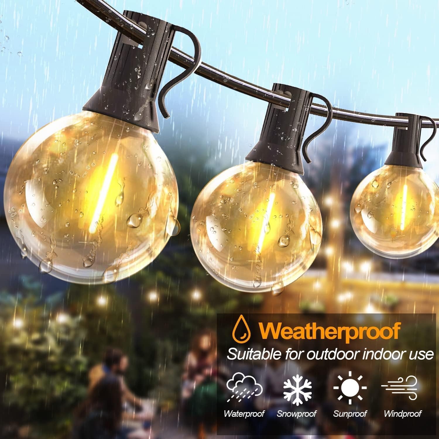 10 meter LED-slingers met 15+1 lampjes, IP44 waterdicht voor tuin en terras
