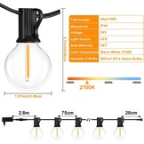 10 meter LED-slingers met 15+1 lampjes, IP44 waterdicht voor tuin en terras