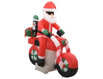 Opblaasbare Kerstman op Motor (160 cm) met LED - 60% Korting!