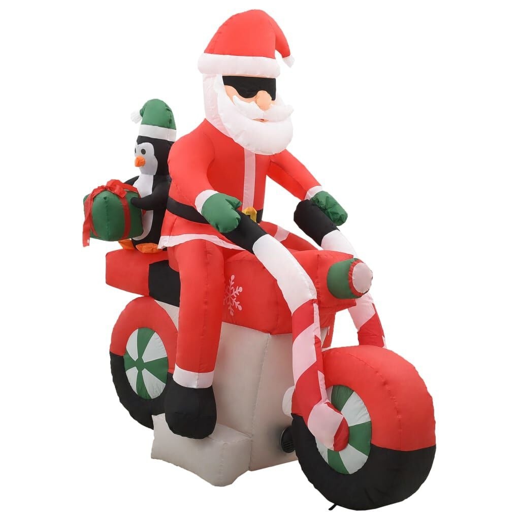 Opblaasbare Kerstman op Motor (160 cm) met LED - 60% Korting!