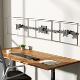 WALI Drievoudige monitor wandhouder voor 17-32 inch, computermonitorarm voor 3 schermen, draaibare kantelbare muurbeugel met montagegaten 75x75/100x100 mm, max. 7 kg per arm