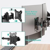 WALI Drievoudige monitor wandhouder voor 17-32 inch, computermonitorarm voor 3 schermen, draaibare kantelbare muurbeugel met montagegaten 75x75/100x100 mm, max. 7 kg per arm
