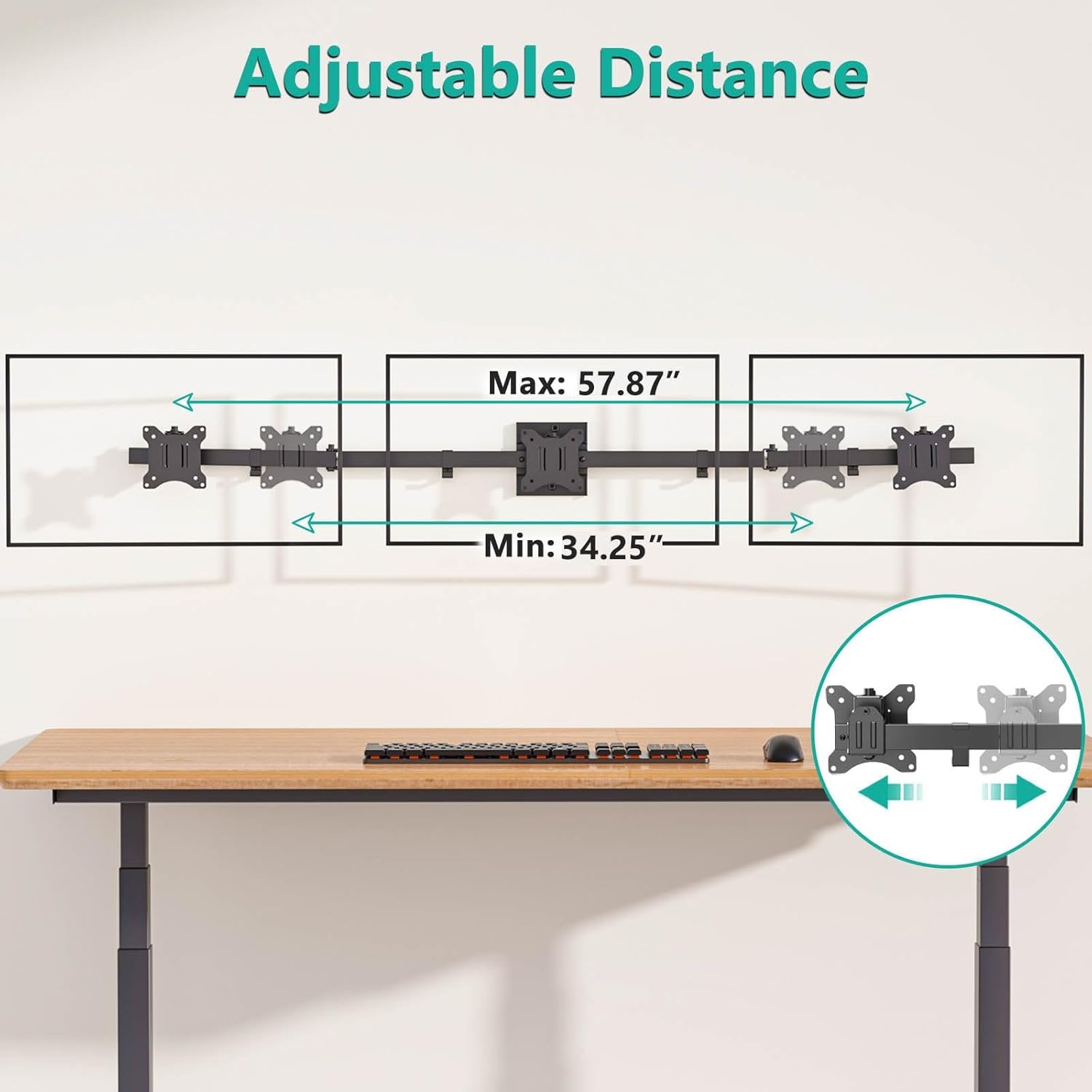 WALI Drievoudige monitor wandhouder voor 17-32 inch, computermonitorarm voor 3 schermen, draaibare kantelbare muurbeugel met montagegaten 75x75/100x100 mm, max. 7 kg per arm