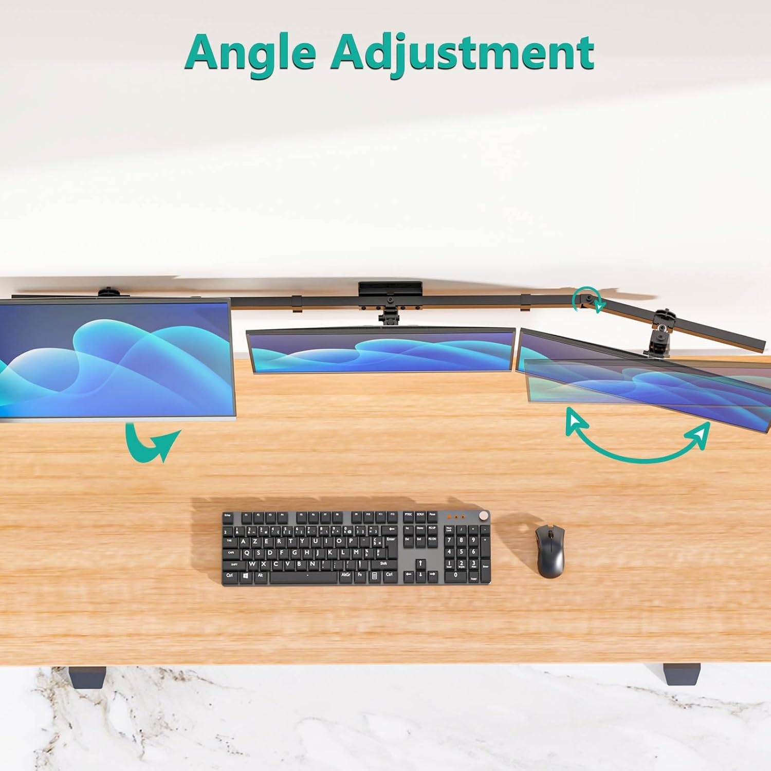 WALI Drievoudige monitor wandhouder voor 17-32 inch, computermonitorarm voor 3 schermen, draaibare kantelbare muurbeugel met montagegaten 75x75/100x100 mm, max. 7 kg per arm