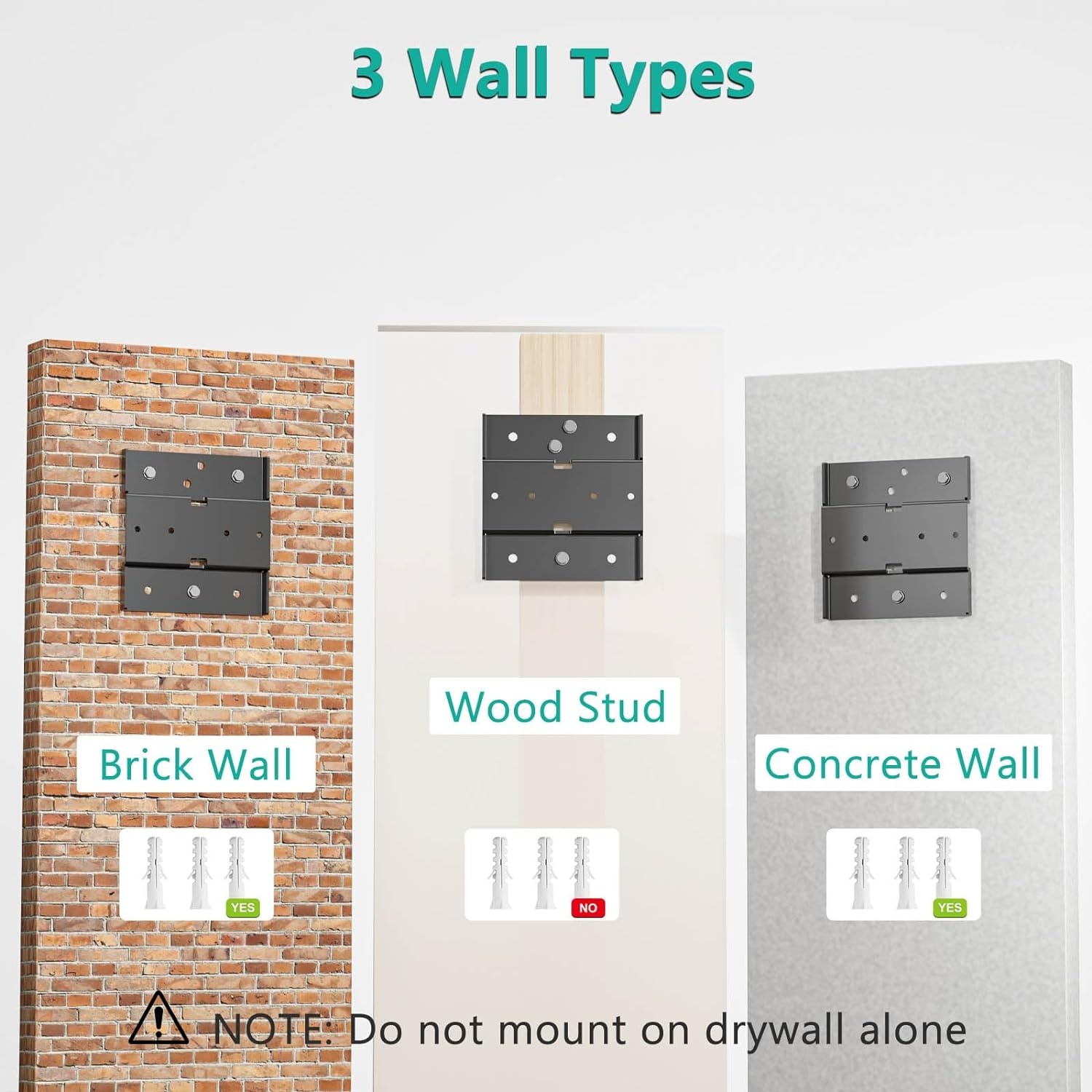 WALI Drievoudige monitor wandhouder voor 17-32 inch, computermonitorarm voor 3 schermen, draaibare kantelbare muurbeugel met montagegaten 75x75/100x100 mm, max. 7 kg per arm