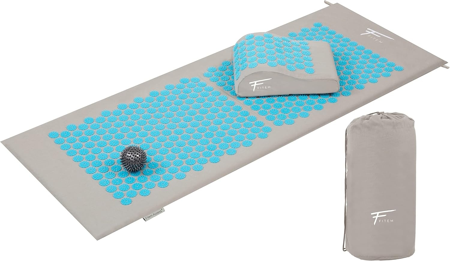 Fitem acupressuurmat met kussen voor massage en ontspanning, ondersteunt rug en nek, geschikt voor fitness, yoga, pilates en herstel, bevordert het welzijn en de ontspanning thuis