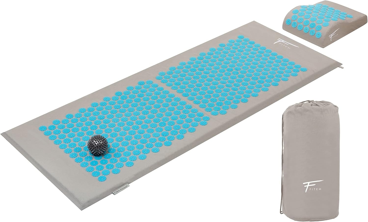Fitem acupressuurmat met kussen voor massage en ontspanning, ondersteunt rug en nek, geschikt voor fitness, yoga, pilates en herstel, bevordert het welzijn en de ontspanning thuis