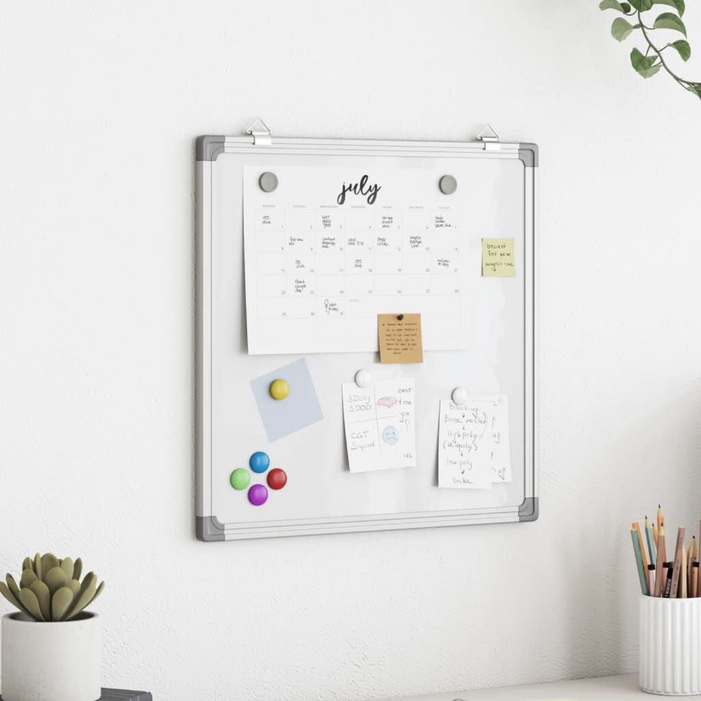 vidaXL Whiteboard magnetisch 60x60x1,7 cm aluminium