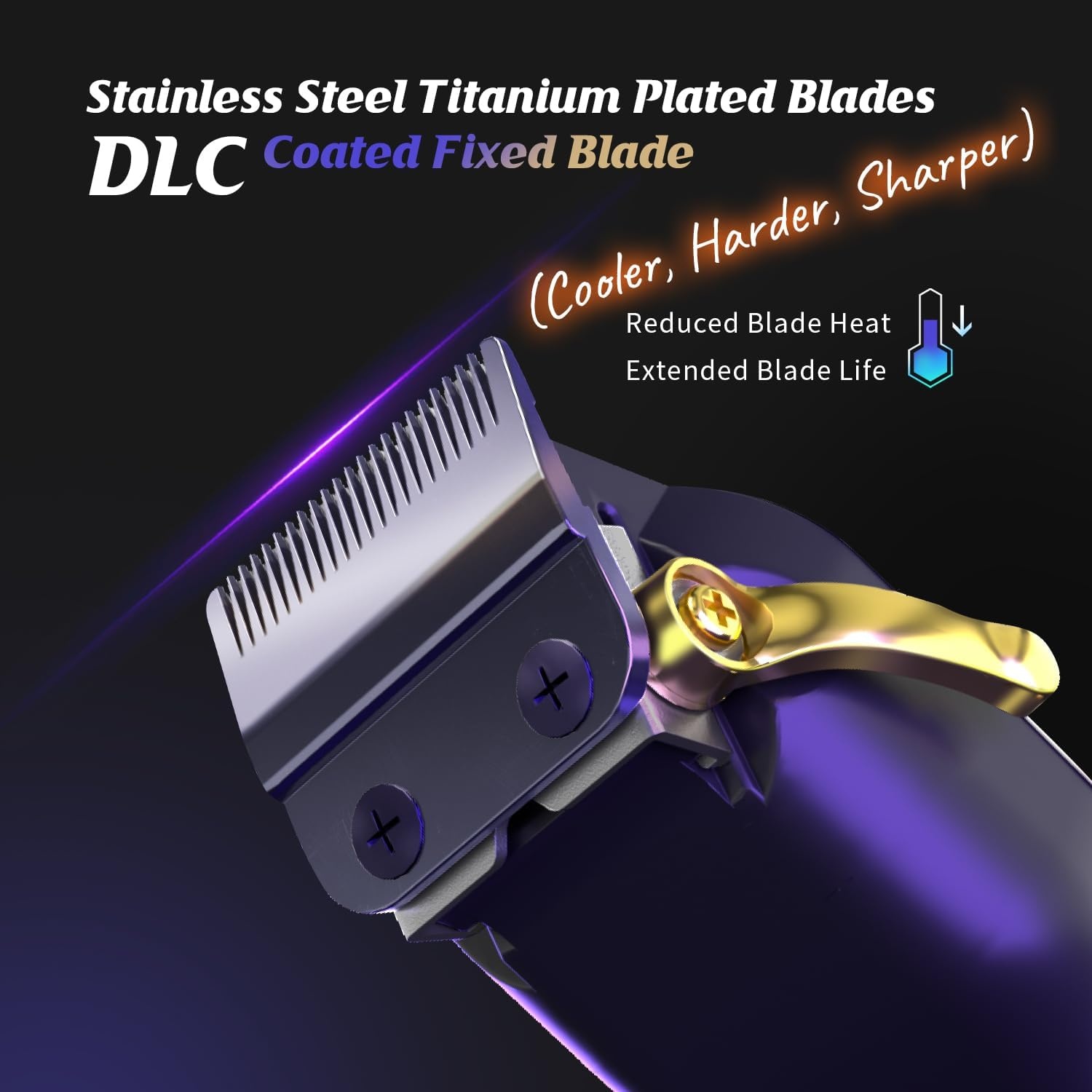 SUPRENT PRO Professionele kapper tondeuse - draadloze, borstelloze motor en DLC-gecoat mes - Zero Gap Trimmer - Geschenkset (paars)