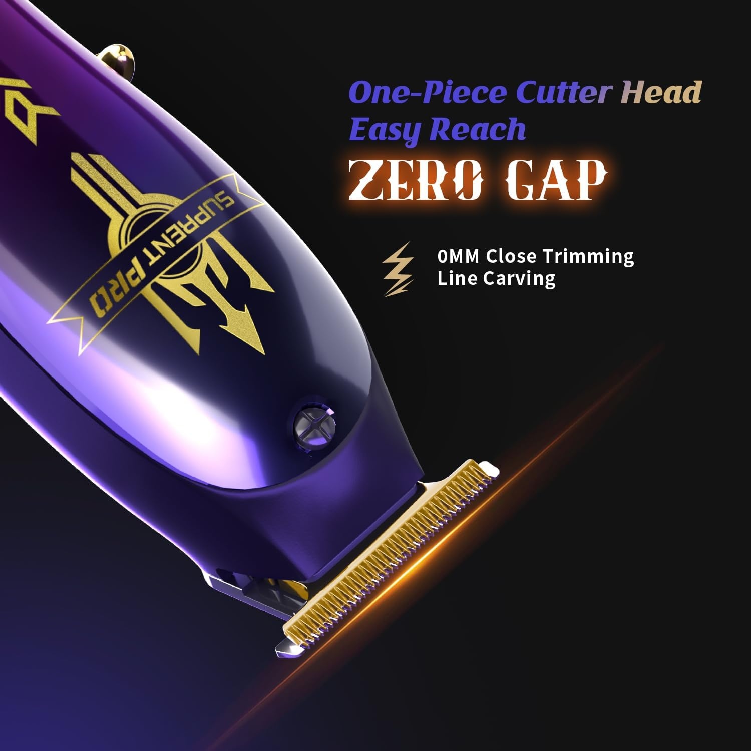 SUPRENT PRO Professionele kapper tondeuse - draadloze, borstelloze motor en DLC-gecoat mes - Zero Gap Trimmer - Geschenkset (paars)