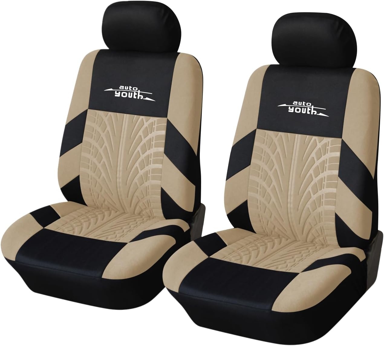 AUTOYOUTH Autostoelhoezen Universele Pasvorm Volledige Set Autostoel Beschermers Bandensporen Autostoel Accessoires (Zwart)