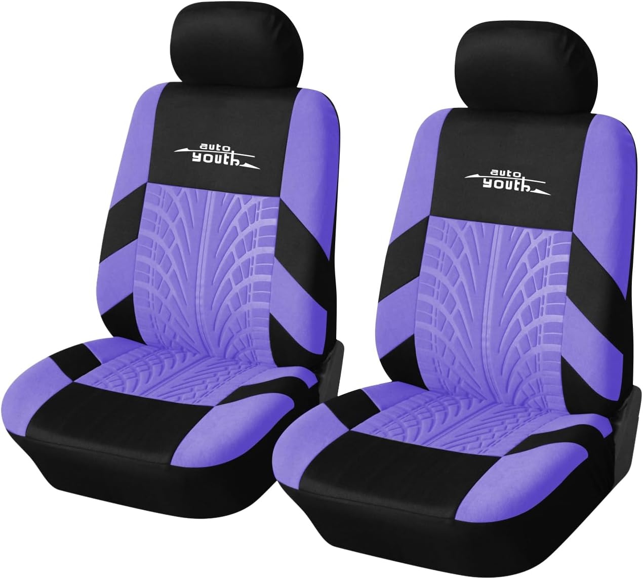 AUTOYOUTH Autostoelhoezen Universele Pasvorm Volledige Set Autostoel Beschermers Bandensporen Autostoel Accessoires (Zwart)