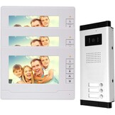 Outdoor Video Intercom Systeem 3 Monitoren Video Deurbel met IR Camera Nachtzicht Deur 480p voor Thuis 3 Appartementen