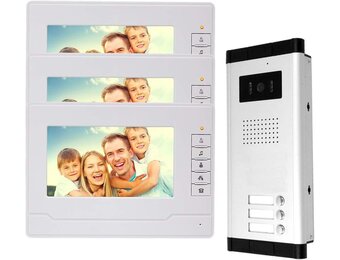 Outdoor Video Intercom Systeem 3 Monitoren Video Deurbel met IR Camera Nachtzicht Deur 480p voor Thuis 3 Appartementen
