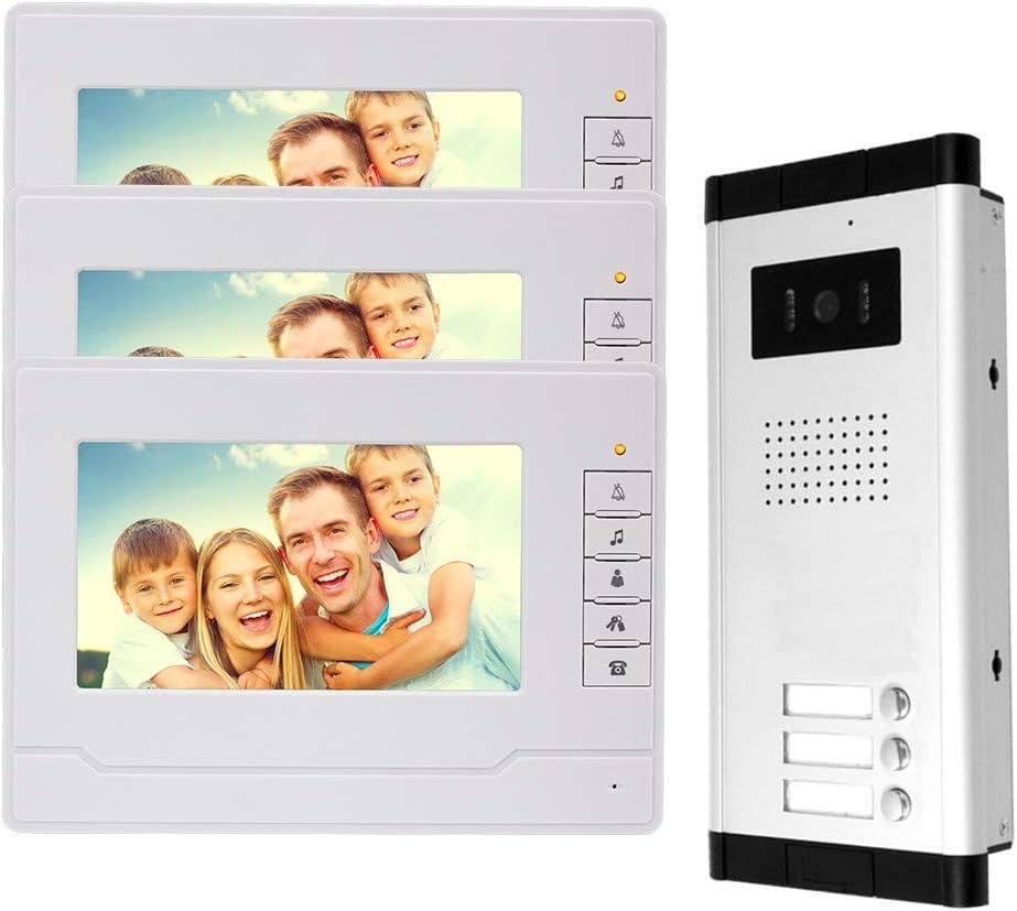 Outdoor Video Intercom Systeem 3 Monitoren Video Deurbel met IR Camera Nachtzicht Deur 480p voor Thuis 3 Appartementen