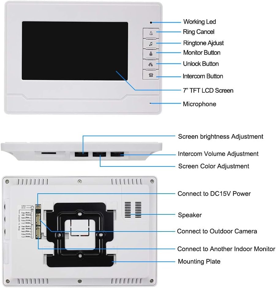 Outdoor Video Intercom Systeem 3 Monitoren Video Deurbel met IR Camera Nachtzicht Deur 480p voor Thuis 3 Appartementen
