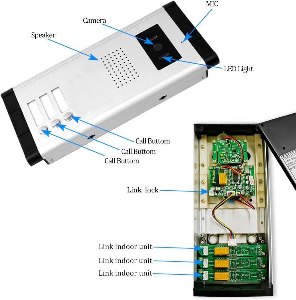 Outdoor Video Intercom Systeem 3 Monitoren Video Deurbel met IR Camera Nachtzicht Deur 480p voor Thuis 3 Appartementen