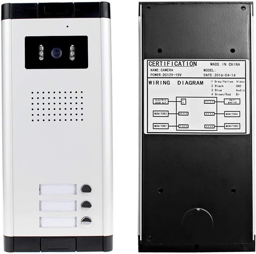 Outdoor Video Intercom Systeem 3 Monitoren Video Deurbel met IR Camera Nachtzicht Deur 480p voor Thuis 3 Appartementen