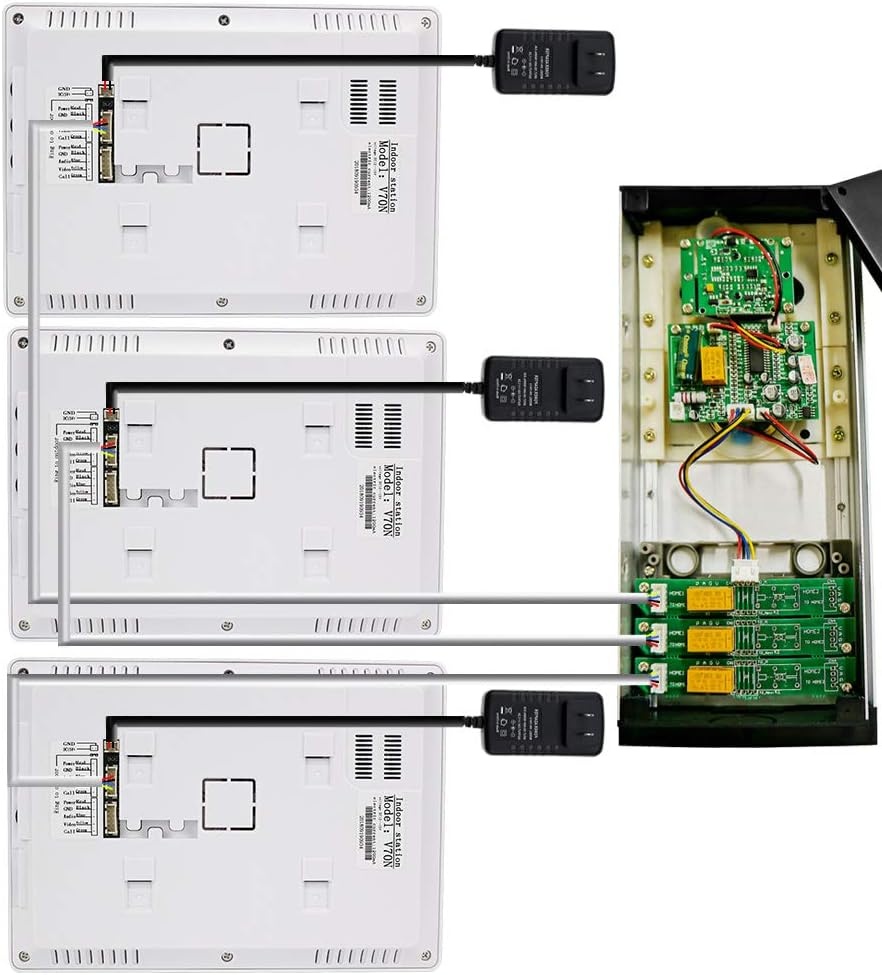 Outdoor Video Intercom Systeem 3 Monitoren Video Deurbel met IR Camera Nachtzicht Deur 480p voor Thuis 3 Appartementen