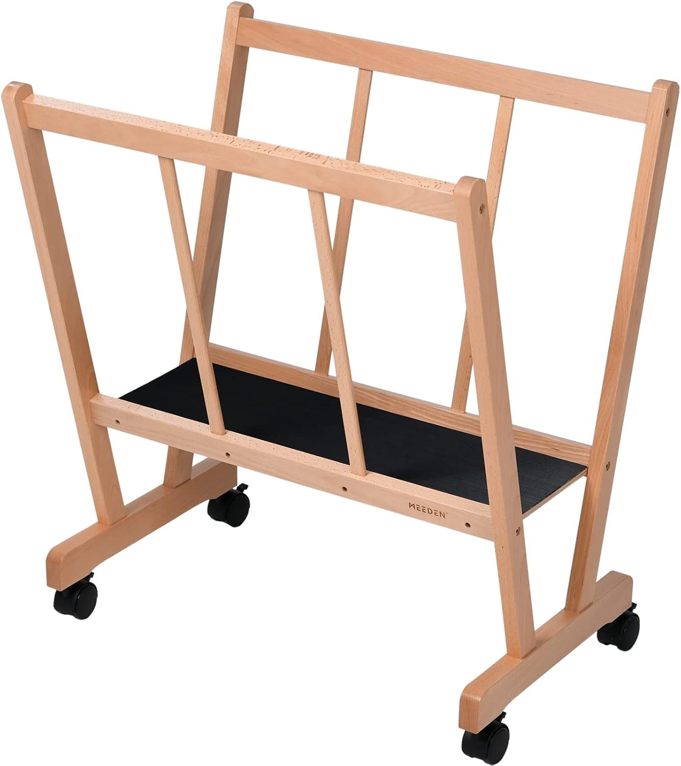 MEEDEN Houten groot afdrugrek met wielen - opbergrek voor kunstenaars en displays - premium kunst droogrek - opslag voor canvas, prints, panelen, posters, geschikt voor kunstwerken tot 47", natuurlijk