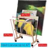 MEEDEN Houten groot afdrugrek met wielen - opbergrek voor kunstenaars en displays - premium kunst droogrek - opslag voor canvas, prints, panelen, posters, geschikt voor kunstwerken tot 47", natuurlijk