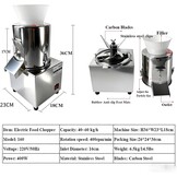 Elektrische groentehaker, 400 W, 60 kg/u, roestvrij staal, universele hakmolen voor groenten, vlees, restaurant en keuken