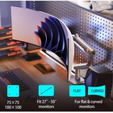 Monitorarm Gaming 27-50" 18kg VESA 75/100mm - 59% Korting!