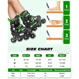 Hozzen Inline Skates voor kinderen en volwassenen, verstelbaar (Zwart en Groen, Maat M)