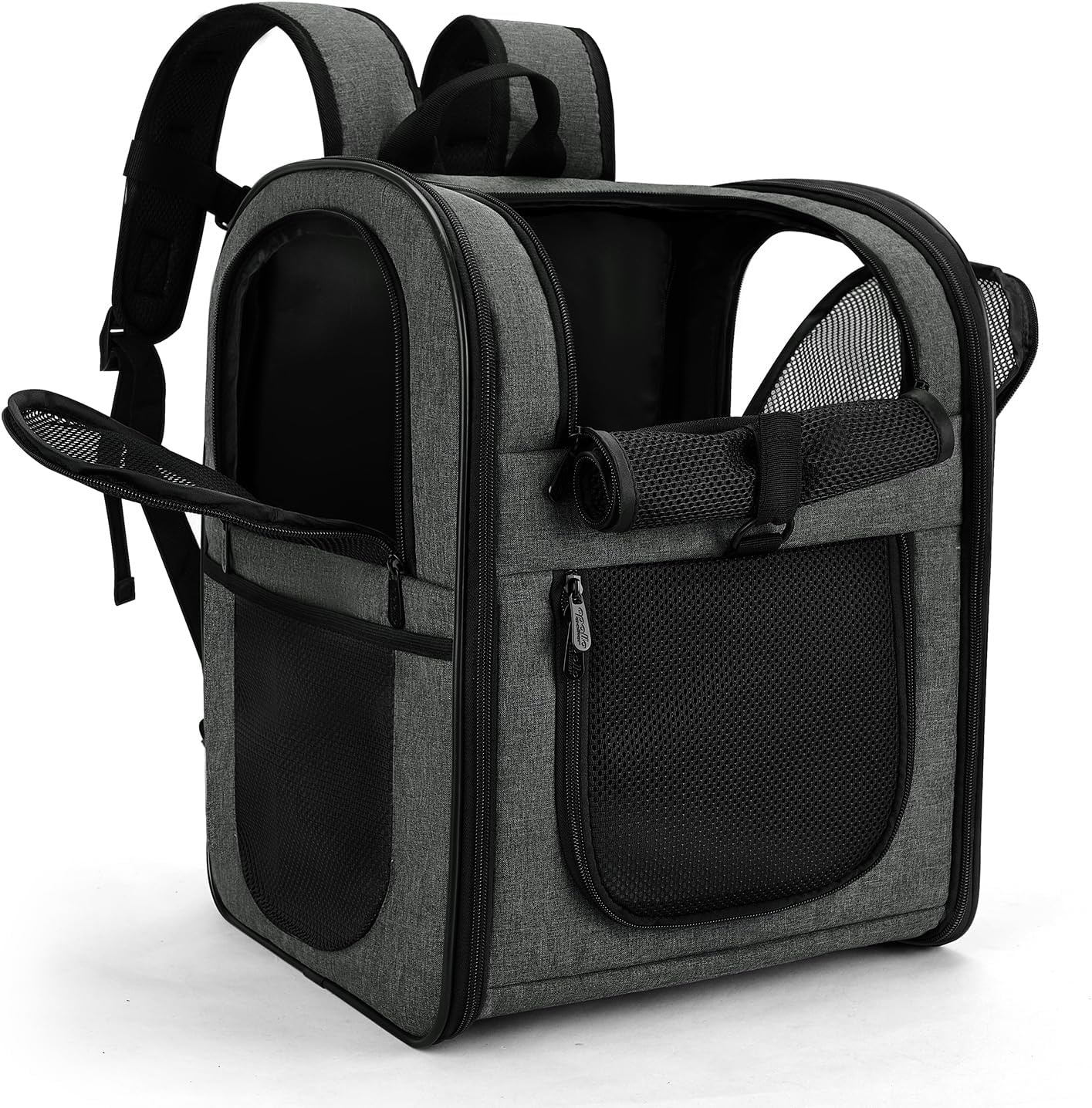 APOLLO WALKER Katten- en Hondenmand, Voor Grote en Kleine Katten (2-15 kg), Ademende Mesh Huisdierenmand, Ideaal Voor Wandelen, Reizen en Buitenactiviteiten(grijs)