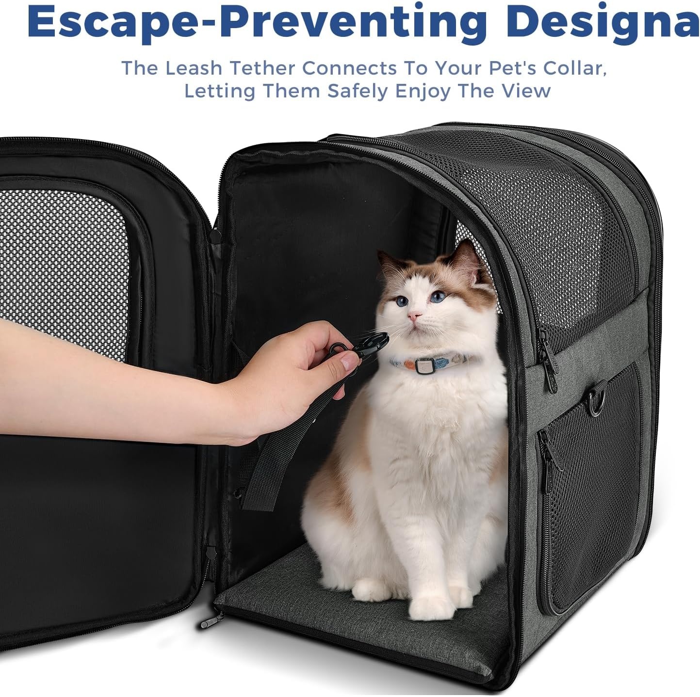 APOLLO WALKER Katten- en Hondenmand, Voor Grote en Kleine Katten (2-15 kg), Ademende Mesh Huisdierenmand, Ideaal Voor Wandelen, Reizen en Buitenactiviteiten(grijs)
