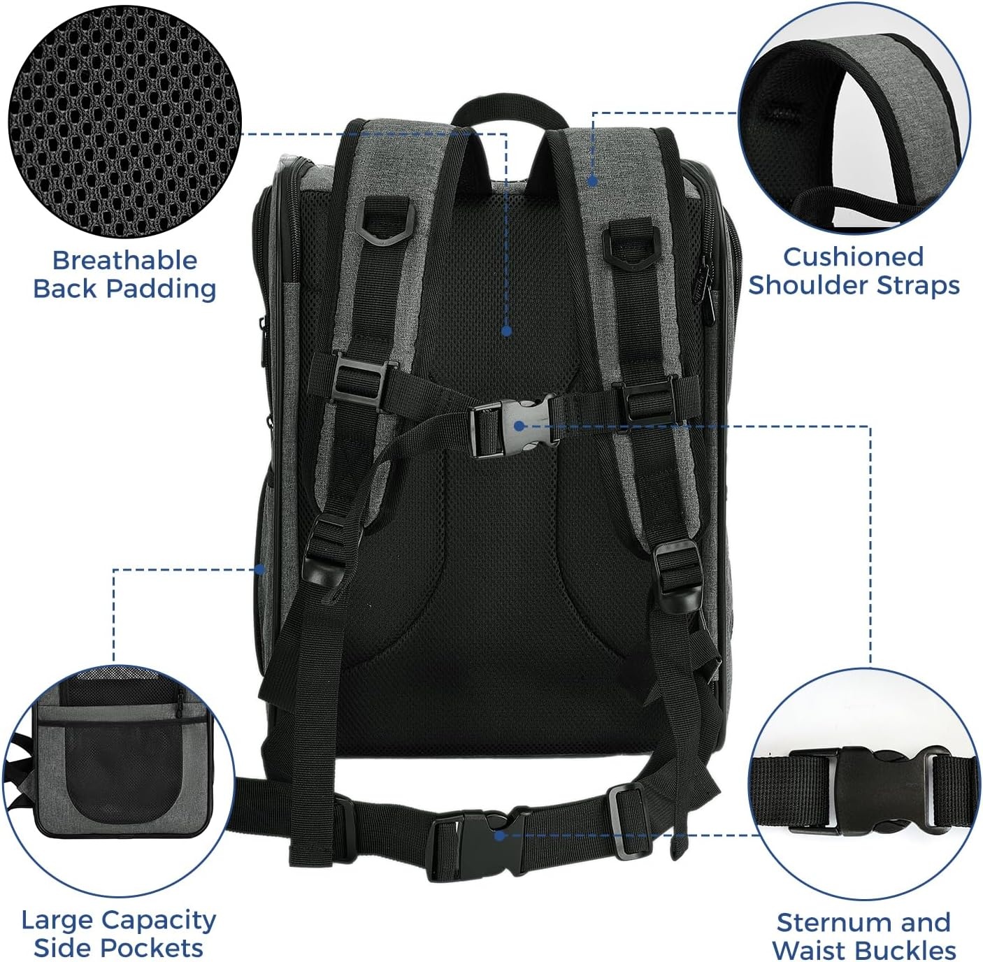APOLLO WALKER Katten- en Hondenmand, Voor Grote en Kleine Katten (2-15 kg), Ademende Mesh Huisdierenmand, Ideaal Voor Wandelen, Reizen en Buitenactiviteiten(grijs)