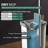 JOYMOOP Dweil Mop Set voor Platte Vloeren met Emmer en Wringer, Handsfree Reinigingssysteem met 3 Wasbare Microvezelpads, Geschikt voor Nat en Droog Gebruik