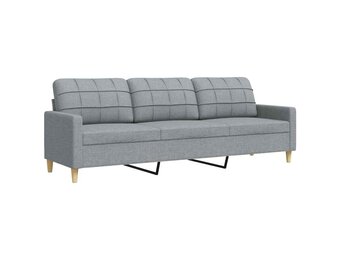 vidaXL Driezitsbank 210 cm stof lichtgrijs - 35% Korting!