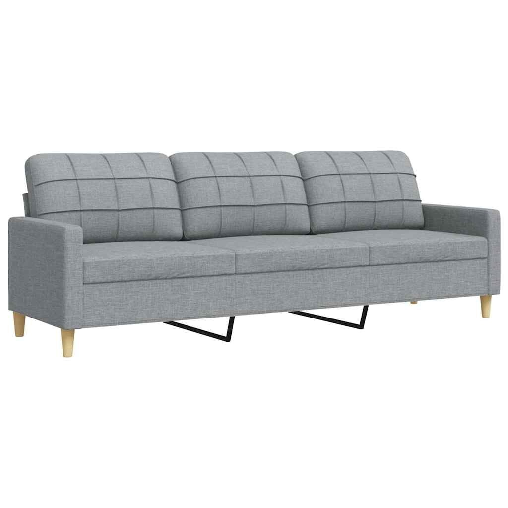 vidaXL Driezitsbank 210 cm stof lichtgrijs - 35% Korting!