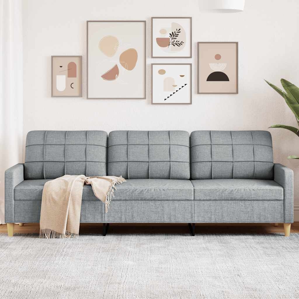 vidaXL Driezitsbank 210 cm stof lichtgrijs - 35% Korting!