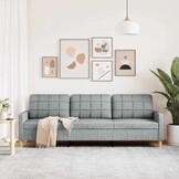 vidaXL Driezitsbank 210 cm stof lichtgrijs - 35% Korting!
