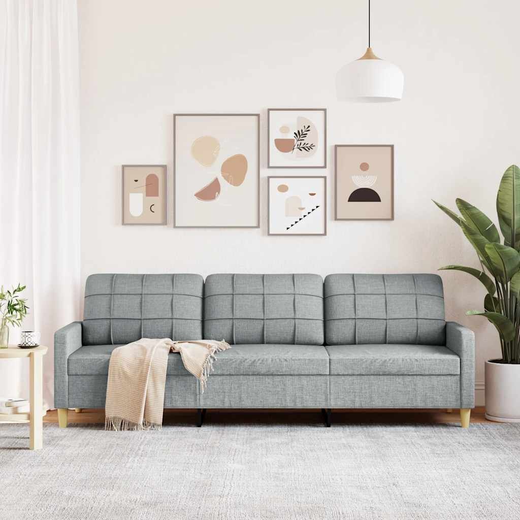 vidaXL Driezitsbank 210 cm stof lichtgrijs - 35% Korting!