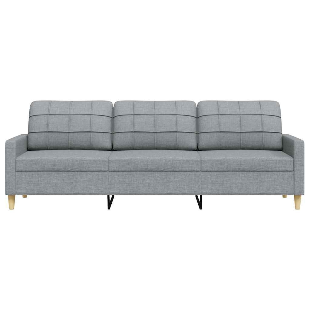 vidaXL Driezitsbank 210 cm stof lichtgrijs - 35% Korting!