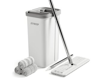 JOYMOOP Vloermop met Wringer en 3 Microvezelpads - Handsfree Reiniging