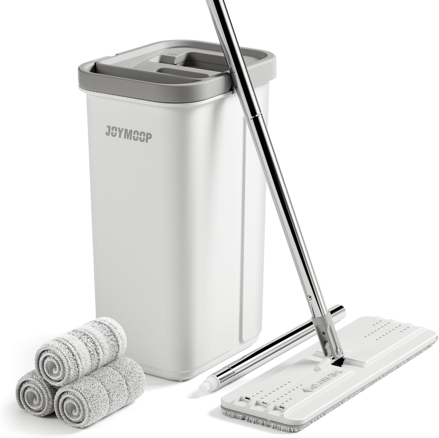 JOYMOOP Vloermop met Wringer en 3 Microvezelpads - Handsfree Reiniging