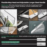JOYMOOP Vloermop met Wringer en 3 Microvezelpads - Handsfree Reiniging