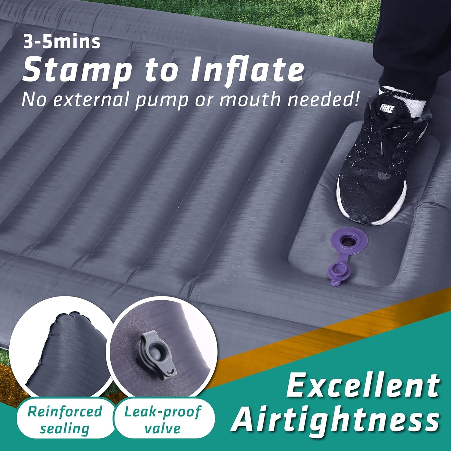 TREKOLOGY Zelfopblazende campingmat, slaapmat om te slapen, opblaasbare campingmatras, zelfopblazende matras, ultralicht, slaapmat, opblaasbare campingmat, 186 cm x 76 cm x 12,5 cm