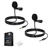 Lavaliermicrofoon clip-on 2 stuks bedraad omnidirectioneel condensator 3,5 mm TRS 1,2 m kabel voor camera, smartphone, DJI & Rode Wireless GO II