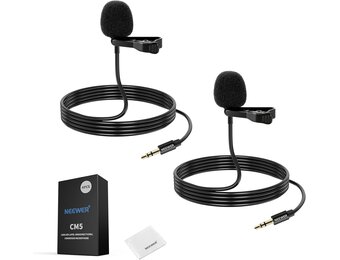 Lavaliermicrofoon clip-on 2 stuks bedraad omnidirectioneel condensator 3,5 mm TRS 1,2 m kabel voor camera, smartphone, DJI & Rode Wireless GO II