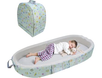 Draagbaar waterdicht reisbedje, opvouwbaar reisbed met matras, babyreiswieg voor baby's, kinderen en peuters, wasbaar laken inbegrepen, voor kamperen en reizen