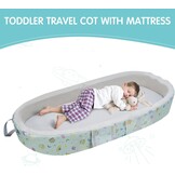 Draagbaar waterdicht reisbedje, opvouwbaar reisbed met matras, babyreiswieg voor baby's, kinderen en peuters, wasbaar laken inbegrepen, voor kamperen en reizen