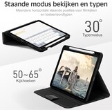 KingBlanc Hoes voor iPad Air 5e/4e generatie 2022/2020 met Apple Pencil-houder, veganistisch leer Smart Folio, verstelbare multi-standaard, Case voor iPad Air 10,9" - zwart