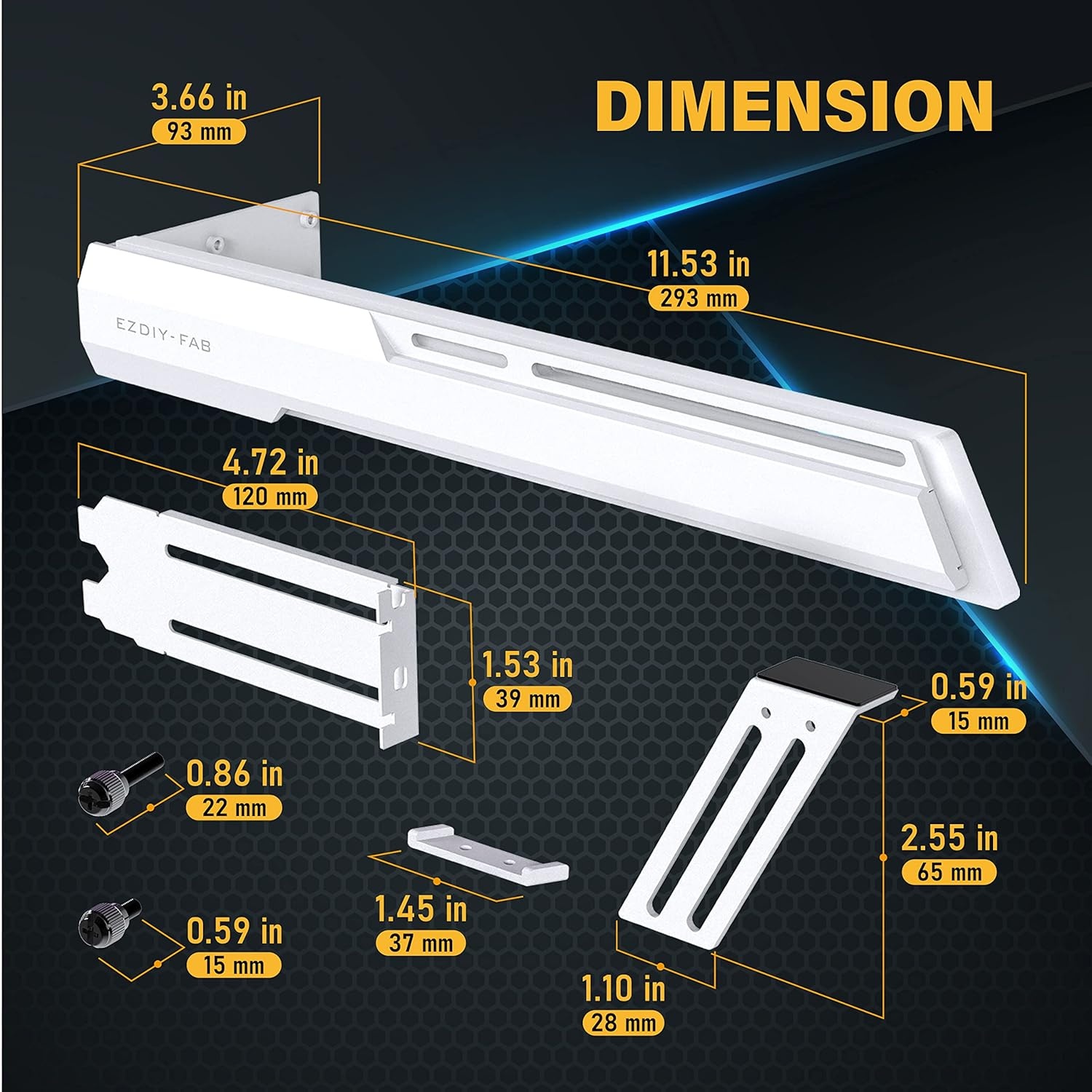 EZDIY-FAB GPU-houder brace grafische kaart GPU ondersteuning videokaarthouder beugel, draadbare structuur, videokaart sag houder/holster beugel ondersteuning RX7990XTX, RTX4090-wit