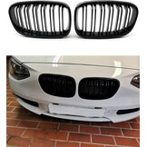 Radiatorgrille voor BMW 1-serie F20 F21 2011-2014, zwarte glans, koeler, voorkant, dubbele ribben, links, rechts
